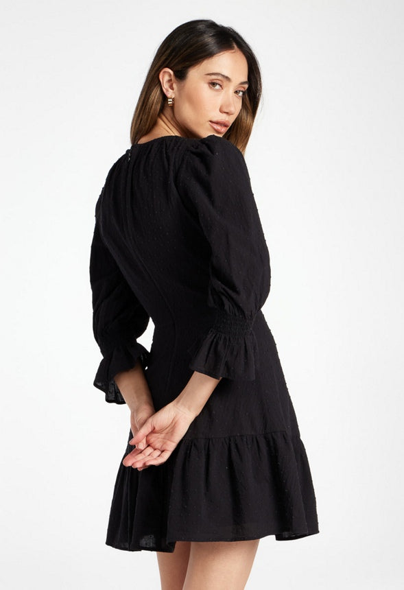 Romantic Sleeve Mini Dress Black Caviar