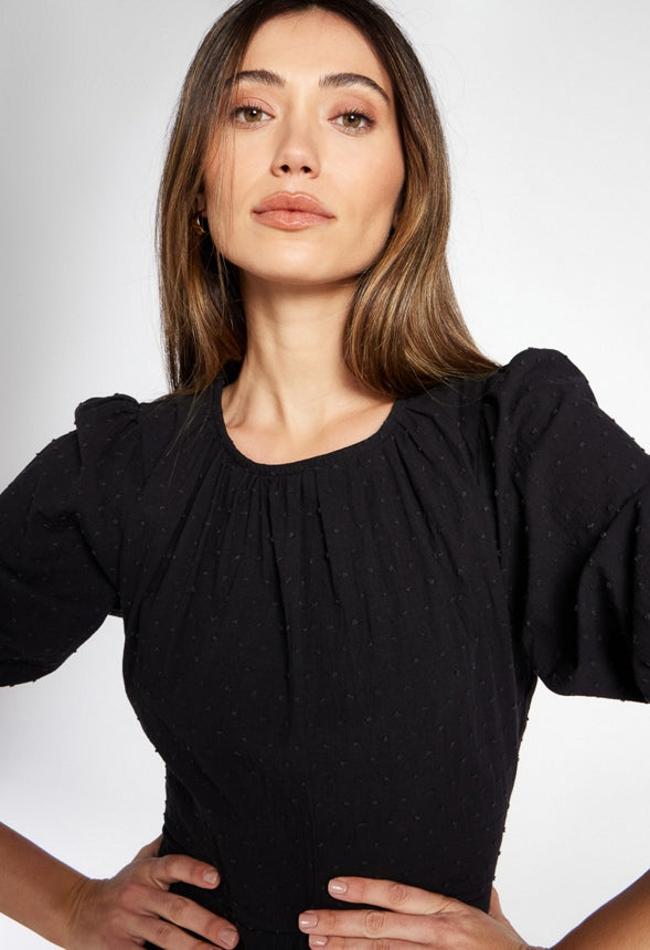 Romantic Sleeve Mini Dress Black Caviar