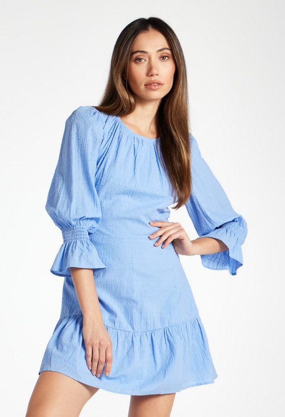 Romantic Sleeve Mini Dress Cornflower Blue