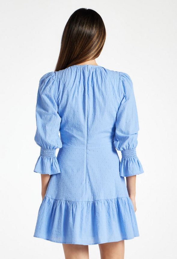 Romantic Sleeve Mini Dress Cornflower Blue