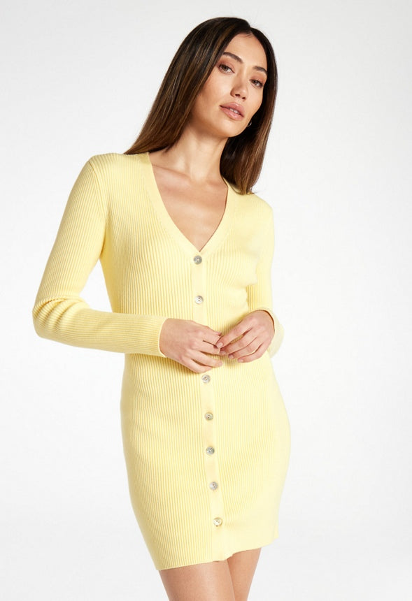 Ribbed Sweater Cardigan Pale Banana