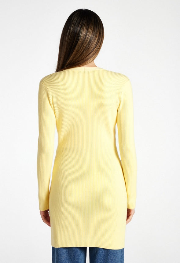 Ribbed Sweater Cardigan Pale Banana