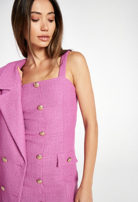 Tweed Mini Dress Fuschia Pink