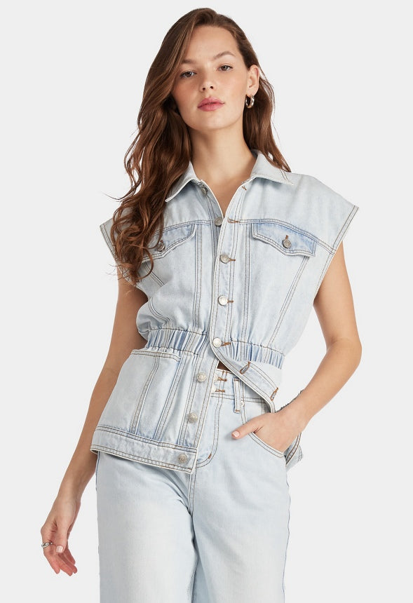 Cinched Denim Vest Issue