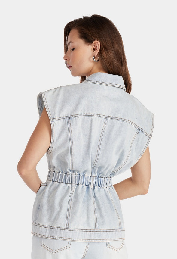 Cinched Denim Vest Issue