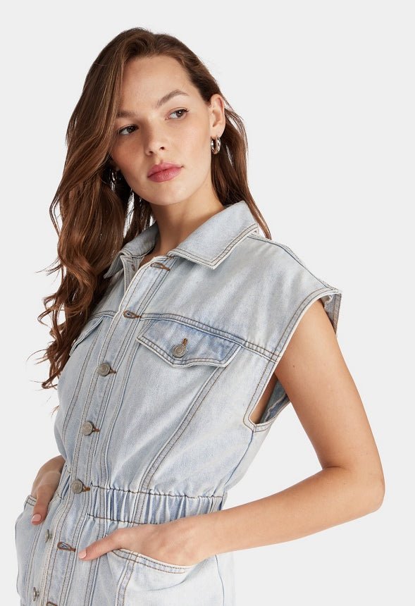 Cinched Denim Vest Issue