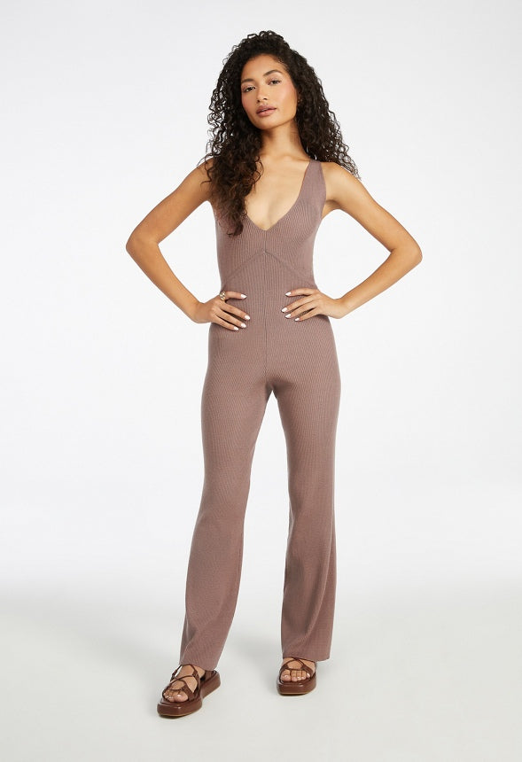 Sweater Ribbed Jumpsuit Taupe