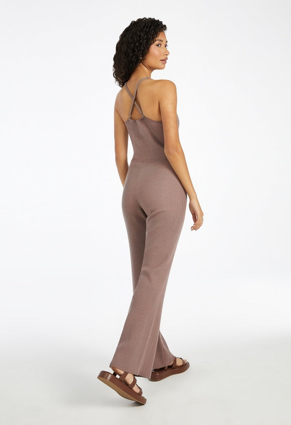 Sweater Ribbed Jumpsuit Taupe