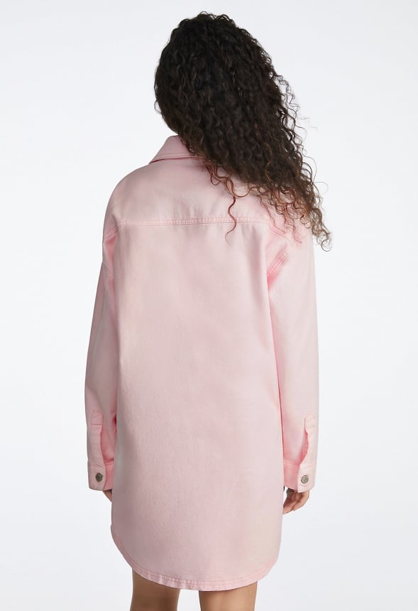 Brooks Denim Boyfriend Mini Shirtdress Rosette Pink