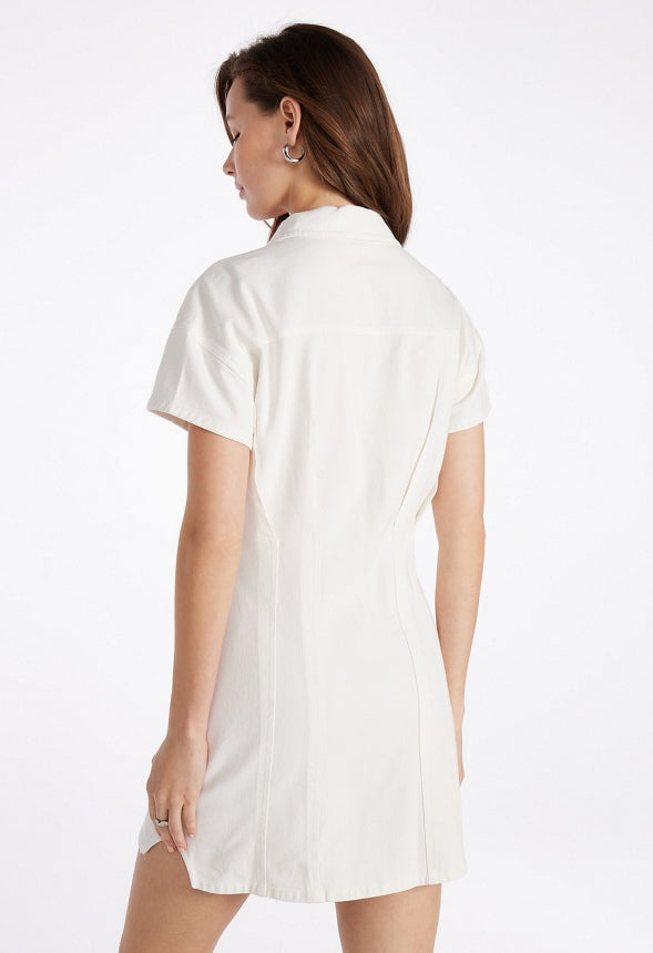 Seamed Denim Mini Dress Dove