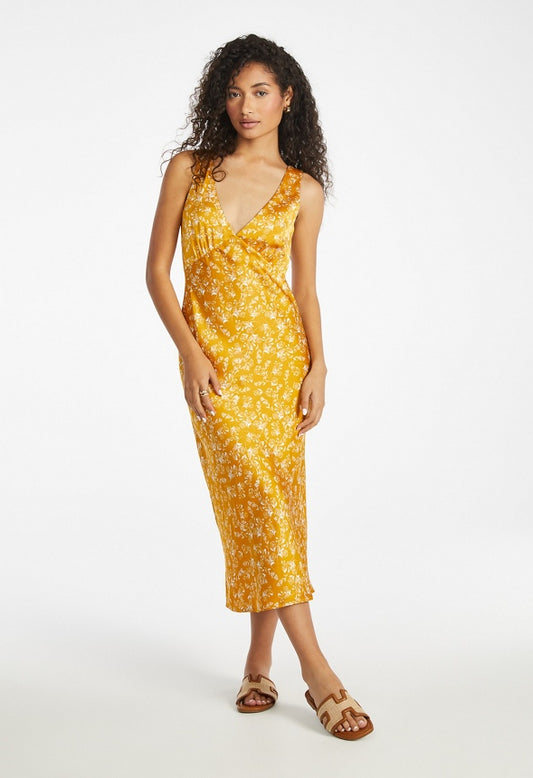 Tank Midi Slip Dress Rustic Floral Marigold