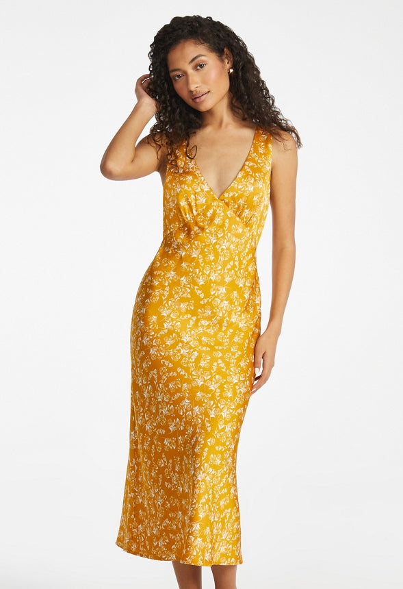 Tank Midi Slip Dress Rustic Floral Marigold