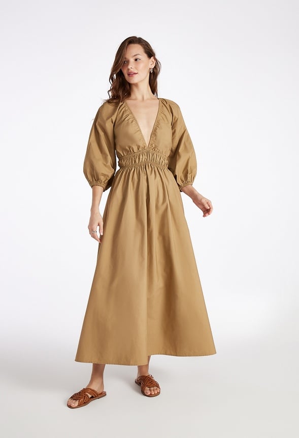 Volume Sleeve Maxi Dress Kelp