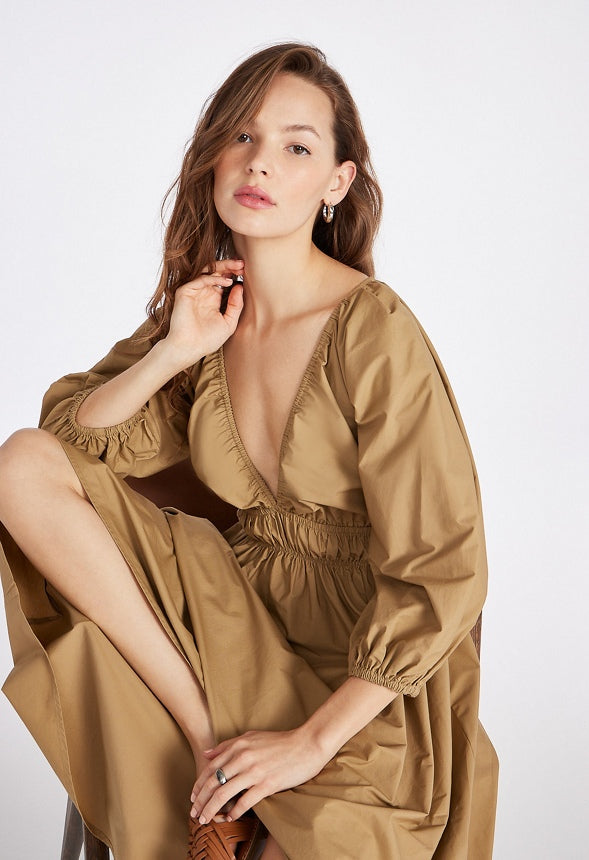 Volume Sleeve Maxi Dress Kelp