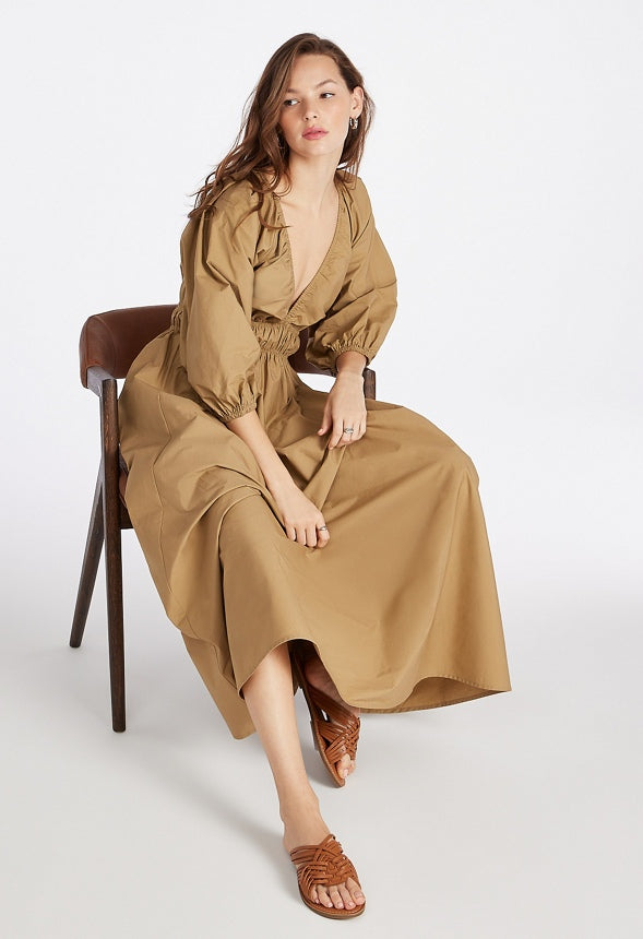 Volume Sleeve Maxi Dress Kelp