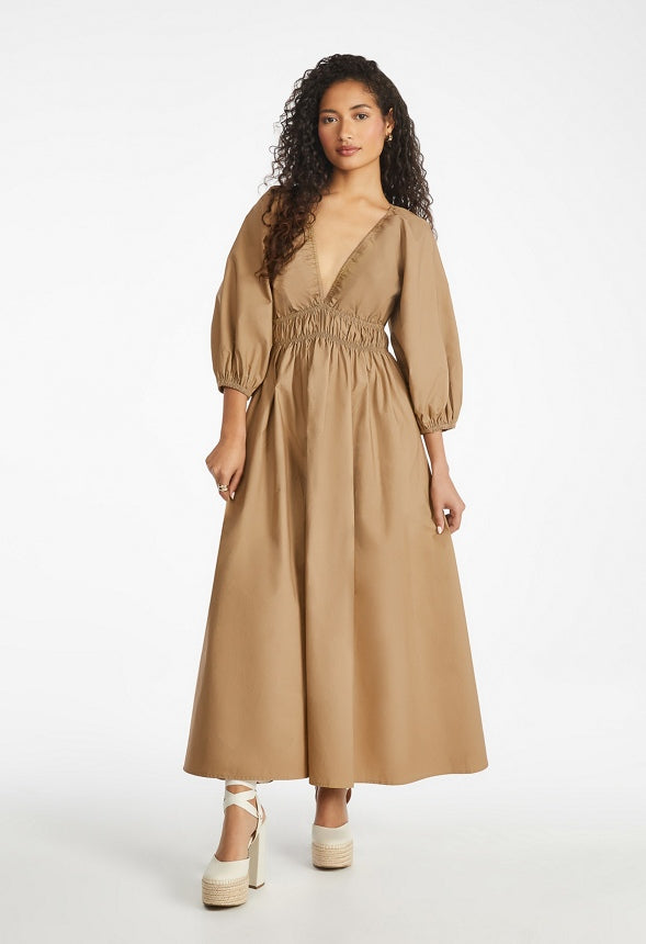 Volume Sleeve Maxi Dress Kelp
