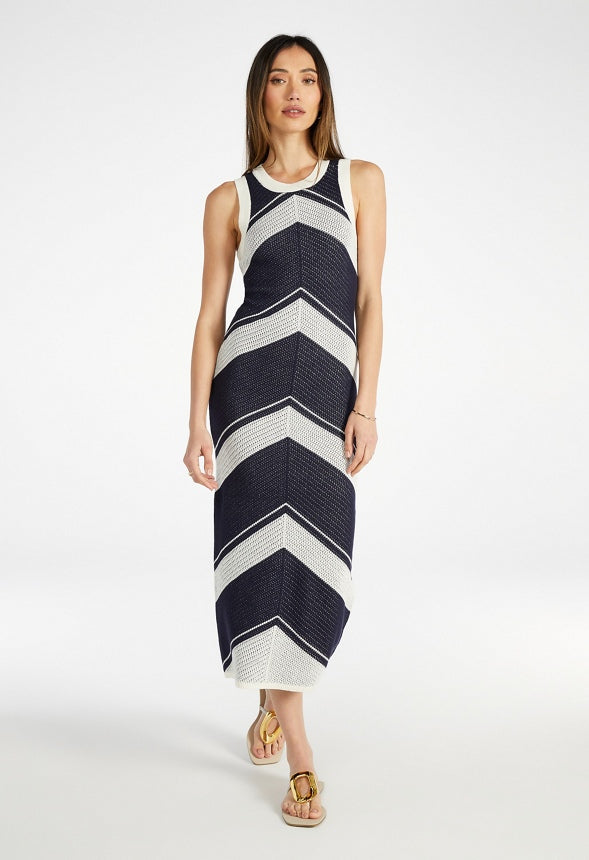 Crochet Tank Midi Dress Marshmallow/ Sky Captain