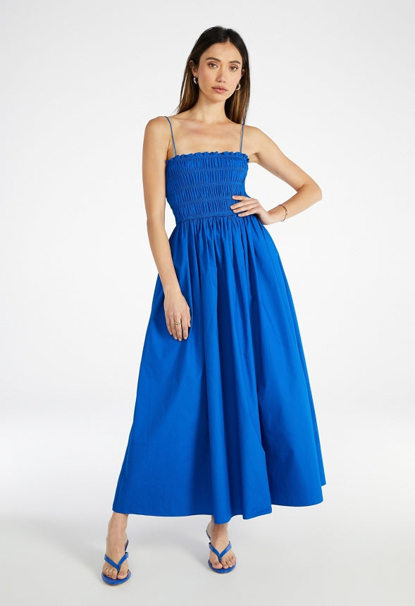 Smocked Square Neck Maxi Dress Lapis Blue
