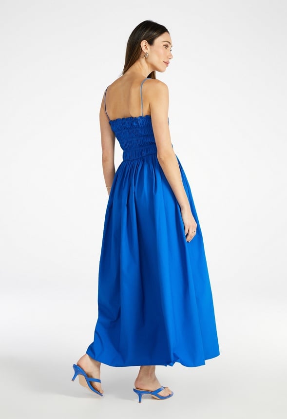 Smocked Square Neck Maxi Dress Lapis Blue
