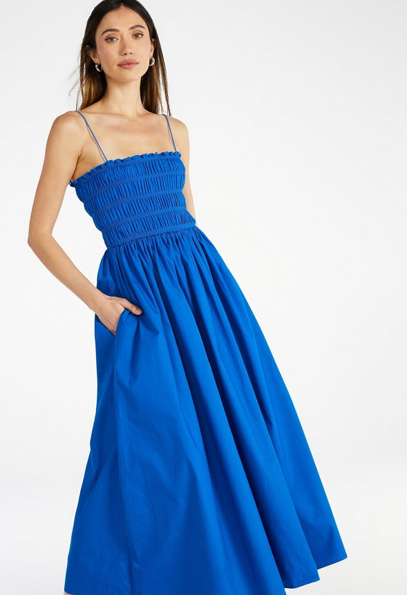 Smocked Square Neck Maxi Dress Lapis Blue