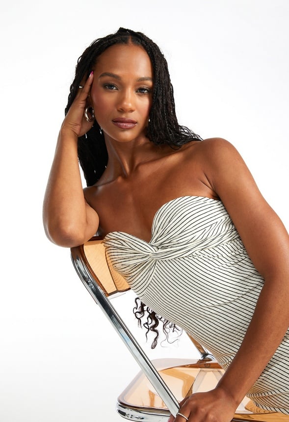 Sweetheart Maxi Dress White/ Black Stripe