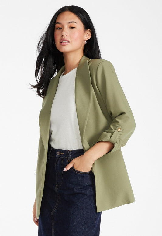 Rolled Sleeve Blazer Khaki Green
