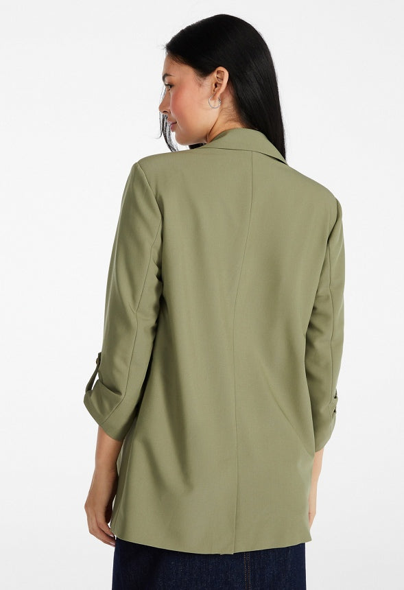 Rolled Sleeve Blazer Khaki Green
