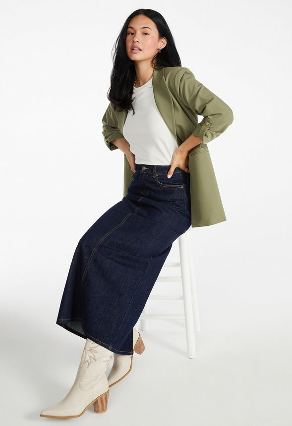 Rolled Sleeve Blazer Khaki Green