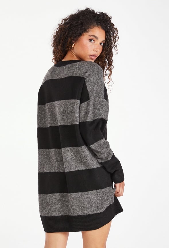 Oversized Sweater Dress Black Caviar/ Dark Charcoal Grey