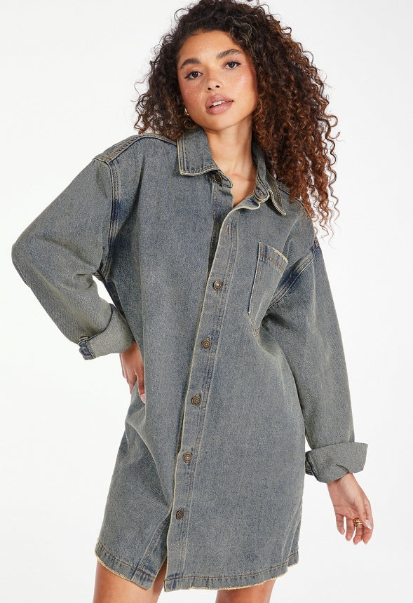 Brooks Denim Boyfriend Mini Shirtdress Rain