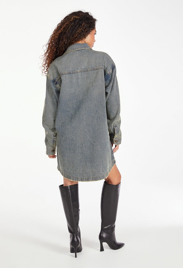 Brooks Denim Boyfriend Mini Shirtdress Rain