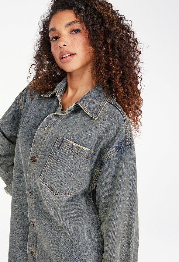 Brooks Denim Boyfriend Mini Shirtdress Rain