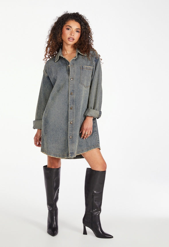 Brooks Denim Boyfriend Mini Shirtdress Rain