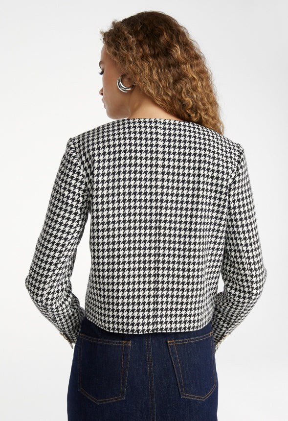 Tweed Short Jacket Black/ White Houndstooth