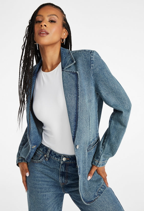 Tailored Denim Blazer Effect
