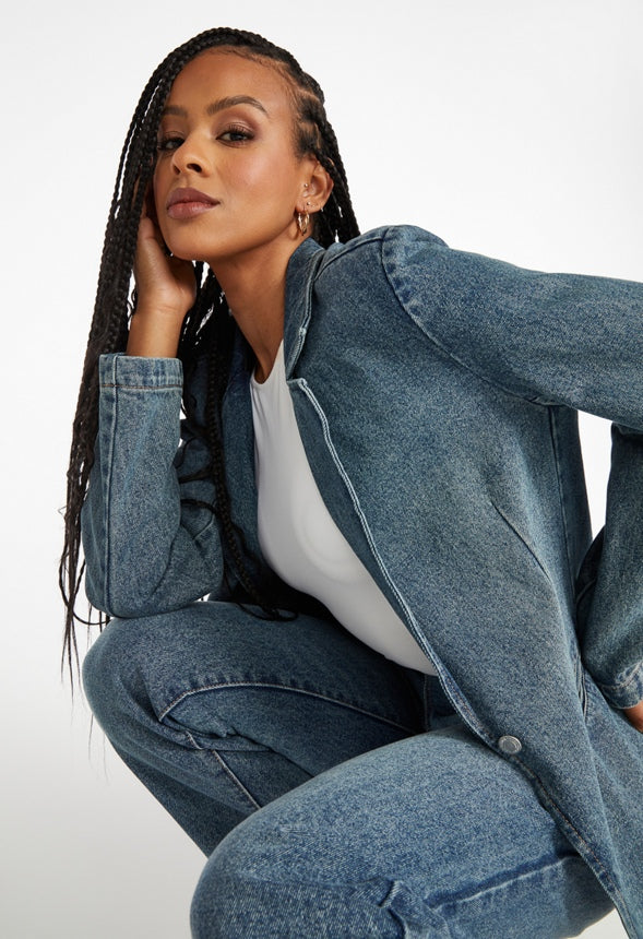 Tailored Denim Blazer Effect