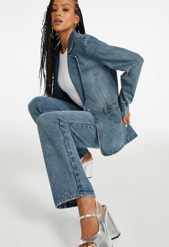 Tailored Denim Blazer Effect