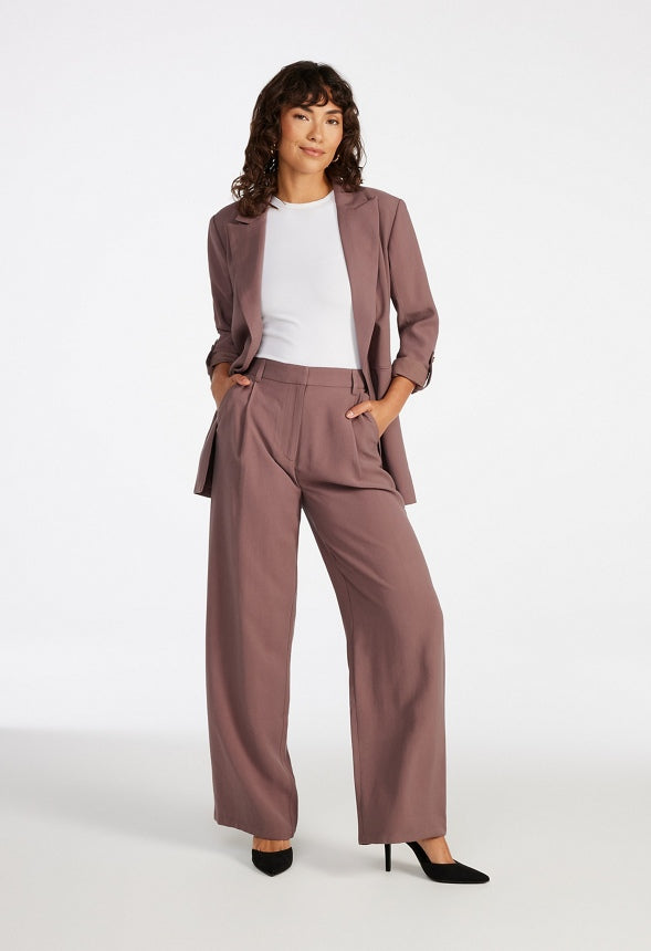 Tailored Rolled Sleeve Blazer Dark Mauve
