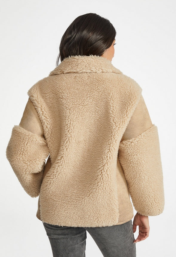 Faux Shearling Peacoat Cream