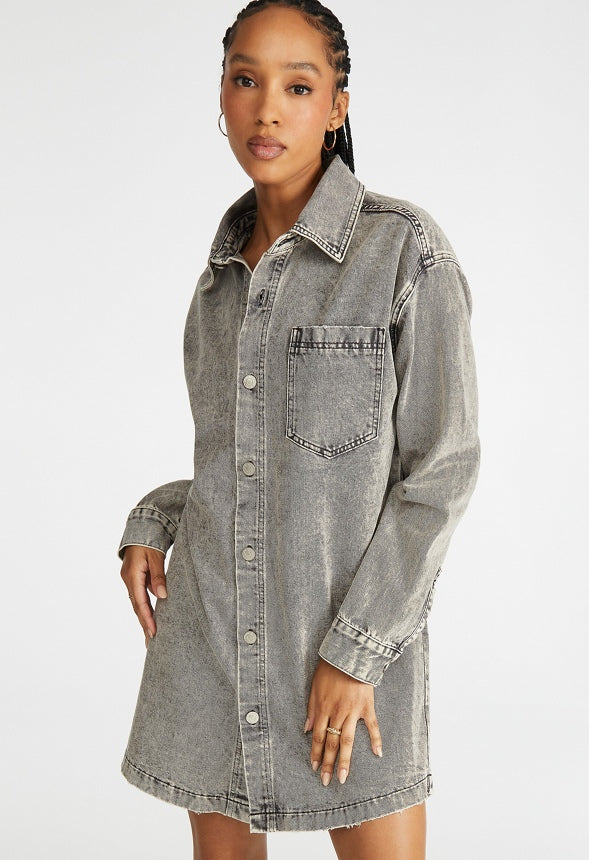 Brooks Denim Boyfriend Mini Shirtdress Mineral