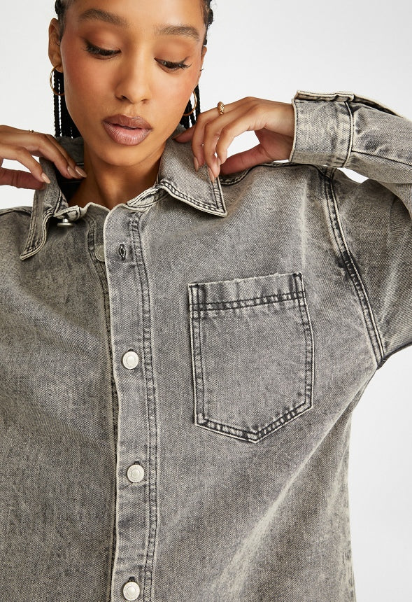 Brooks Denim Boyfriend Mini Shirtdress Mineral