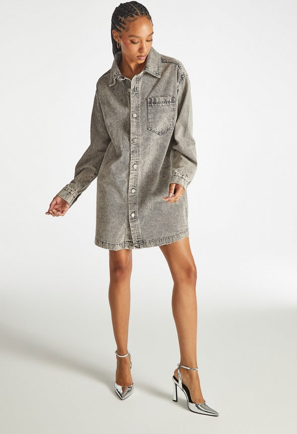 Brooks Denim Boyfriend Mini Shirtdress Mineral