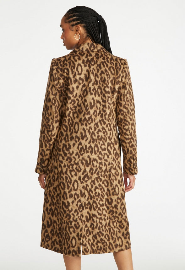 Double Breasted Leopard Coat Leopard Print