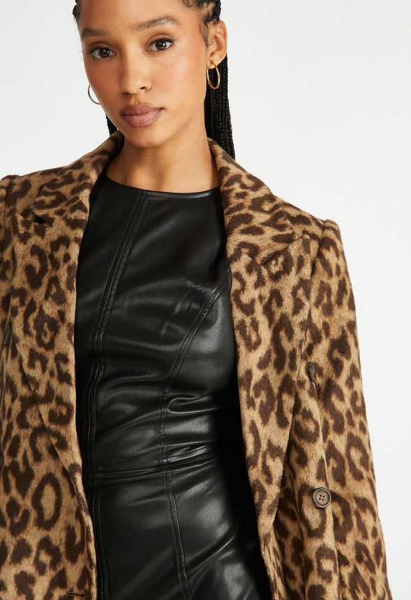 Double Breasted Leopard Coat Leopard Print