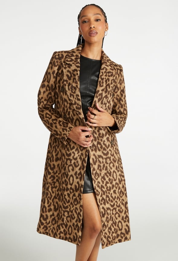 Double Breasted Leopard Coat Leopard Print