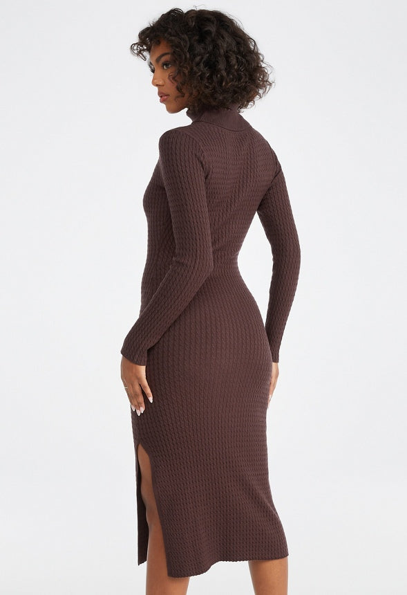 Cable Sweater Midi Dress Chocolate Torte