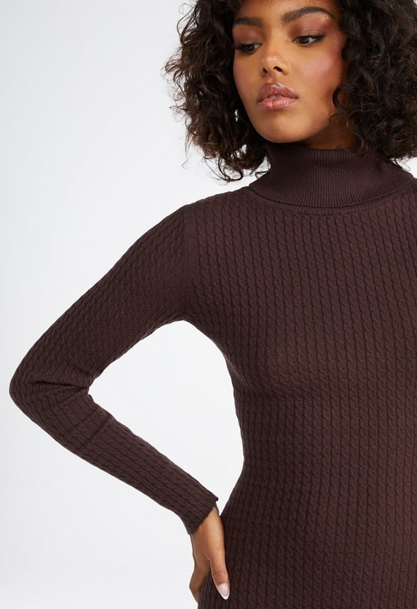 Cable Sweater Midi Dress Chocolate Torte