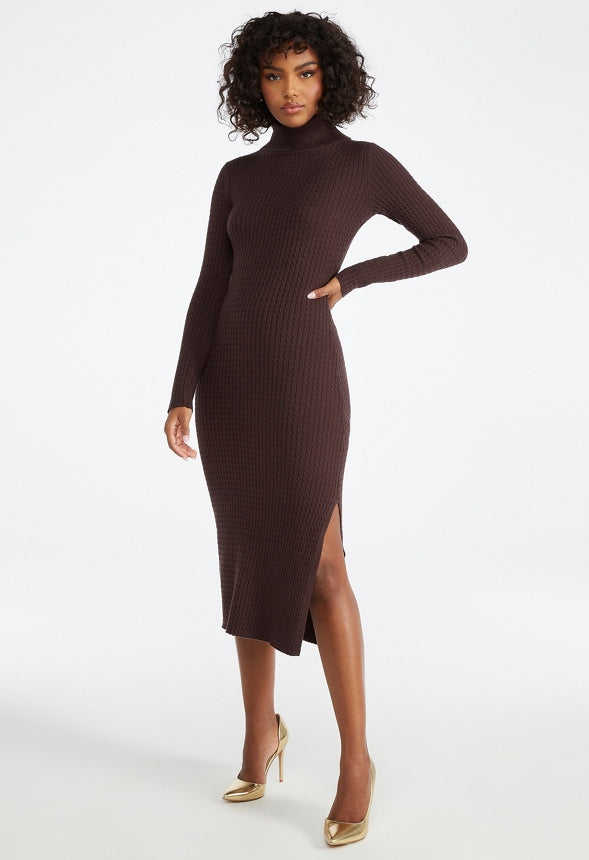 Cable Sweater Midi Dress Chocolate Torte