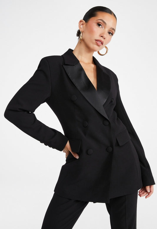 Tuxedo Satin Blazer Black Caviar