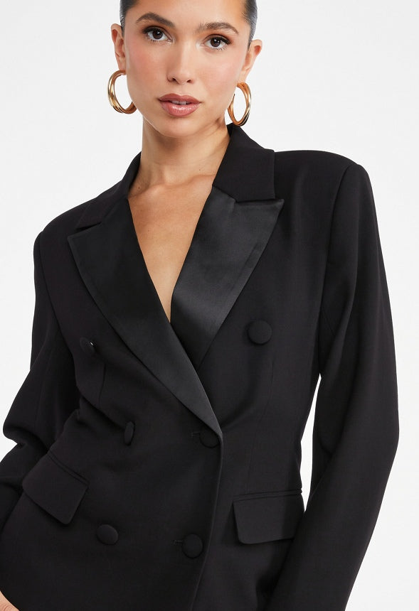 Tuxedo Satin Blazer Black Caviar